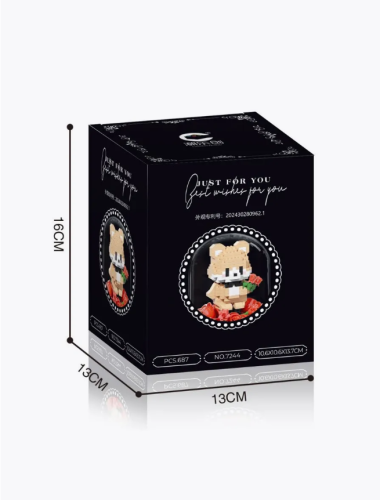 (Мишка с розами) Конструктор Цветы в колбе  (мини детали) (687 деталей) фото 3