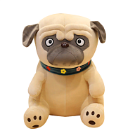(синий ошейник) 30 см Мягкая игрушка Мопс Sad Pug (Сердитый Мопс)