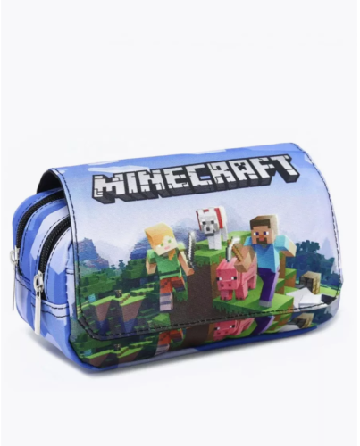(синий) Пенал школьный Майнкрафт Царь горы (Minecraft)