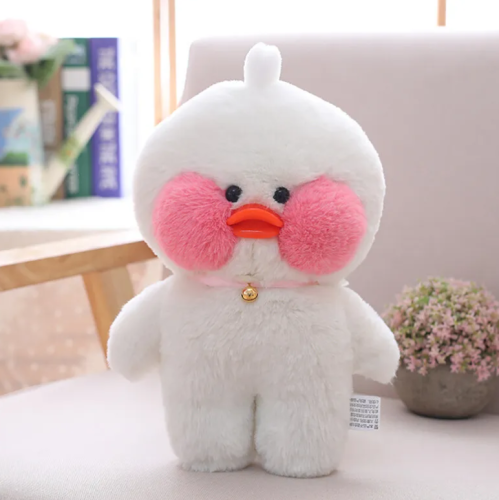 Мягкая игрушка Уточка Lalafanfan duck белая в полосатом свитере 30 см фото 2