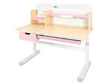 Детский стол Ergokids Bravo Maximus Plus Maple/Pink (арт. TH-360 Maximus Plus MG/PN) - столешница клён / накладки на ножках розовые