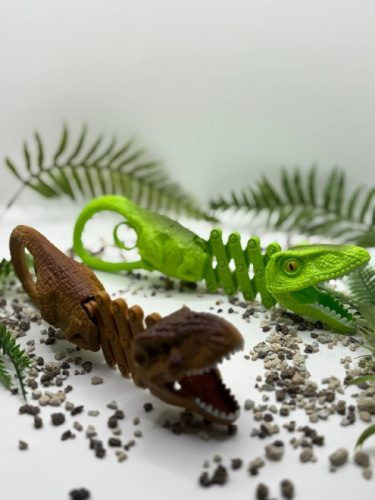 (синий/белый) Игрушка Хваталка Динозавр (телескопическая пружинная маневрирующая клипса) фото 2