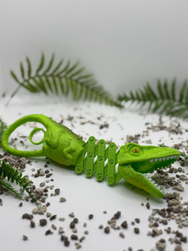 (коричневый) Игрушка Хваталка Динозавр (телескопическая пружинная маневрирующая клипса) фото 4