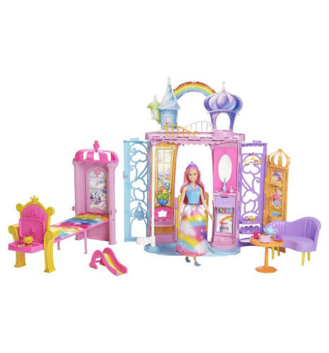 218004 Mattel Dreamtopia Игровой набор Barbie Переносной радужный дворец FRB15 фото 2