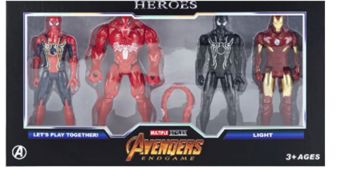 (№2) Игровой набор из 4 шт супергероев Мстители Марвел со светом