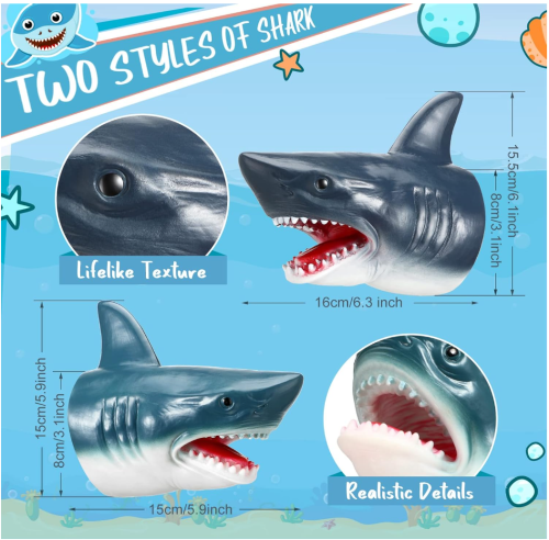 пл (серая) Игрушка на руку Акула / Игрушка перчатка (игрушка в ванную)  фото 2