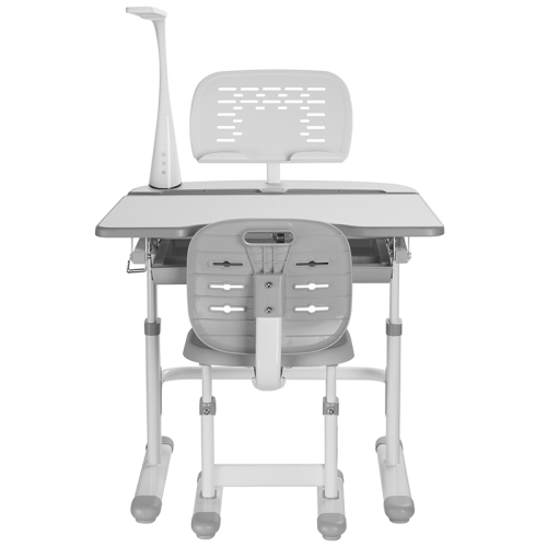 Растущий детский комплект: парта-трансформер с подставкой для книг, лампой и стул SET HOLTO-12 (серый) фото 6