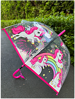 Зонт детский с единорогом прозрачный полуавтомат