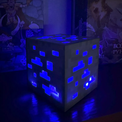 Ночник светильник Факел настенный майнкрафт Куб Minecraft (Алмазная руда)