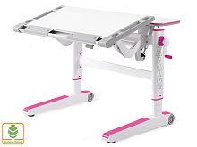 Детский стол Mealux ErgoWood M (Цвет столешницы:Белый, Цвет ножек стола:Розовый)