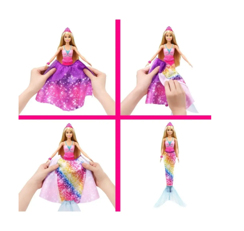 Кукла Barbie Барби с трансформацией 2 в 1 Принцесса - Русалка GTF91 фото 4
