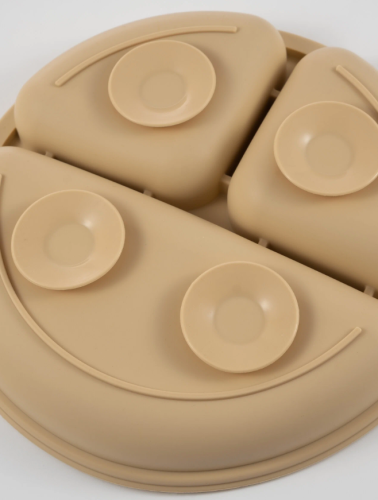 (Бежевый) Детский силиконовый набор посуды для кормления малыша 9 предметов фото 6