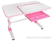 Детская парта для школьника Mealux Darwin (Цвет столешницы:Белый, Цвет ножек стола:Розовый)