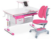 Комплект парта и кресло Mealux EVO-40 (Y-115) (Цвет столешницы:Белый, Цвет ножек стола:Белый, Цвет кромки:Розовый)