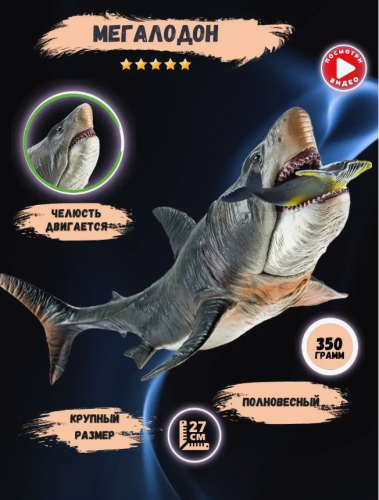 Мегалодон Акула морские обитатели большая акула 27 см