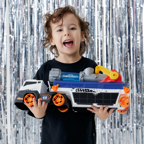 E7007 Грузовик игрушечный Happy Baby с пушкой и машинками CANNON TRUCK, автовоз, гараж на колесах фото 9