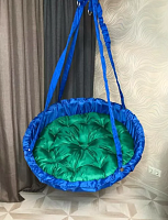 Подвесное кресло-качели с подушкой 100 см цвет синий с зеленым