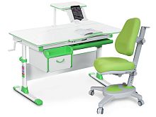 Комплект парта и кресло Mealux EVO-40 (Y-110) (Цвет столешницы:Белый, Цвет ножек стола:Белый, Цвет кромки:Зеленый) УЦЕНКА