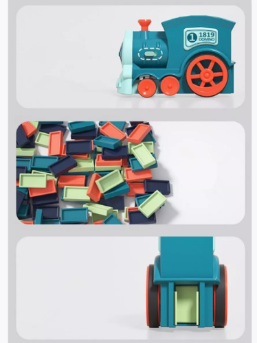 Электрический паровозик-домино 60 деталей (свет, звук) фото 6