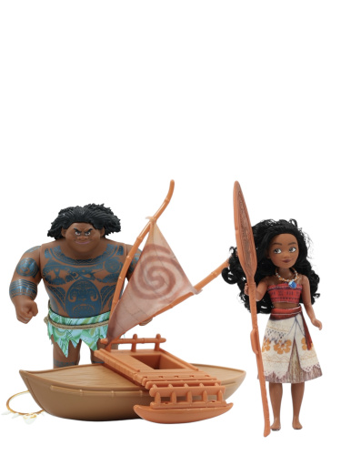 (Мауи+Моана) Игровой набор Мауи, Моана и лодка (Moana) со звуком и аксессуарами фото 4