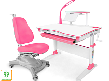 Комплект парта и кресло Mealux EVO-30 (с лампой) (дерево)(розовый)